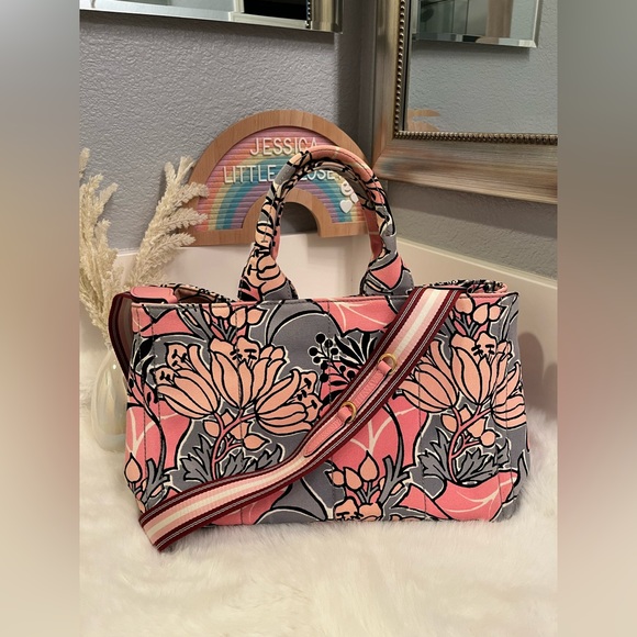 🎀 Prada Canapa Pink Flower tote bag - Picture 7 of 14